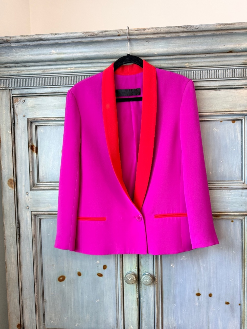 Jenni Kayne Silk Pink/Red Evening Jacket Size L
